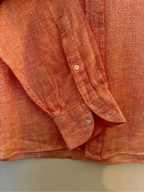 Camicissima Textured Orange 100% Linen Men’s 40/15 1/2 Shirt